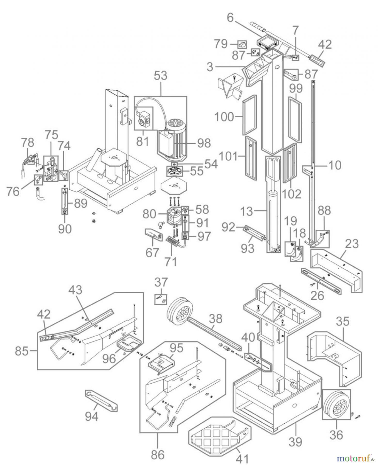 Güde Brennholzbearbeitung Holzspalter bis 7 t Spaltdruck HOLZSPALTER DHH 1050/6 TC - 01959 FSL01959-04
