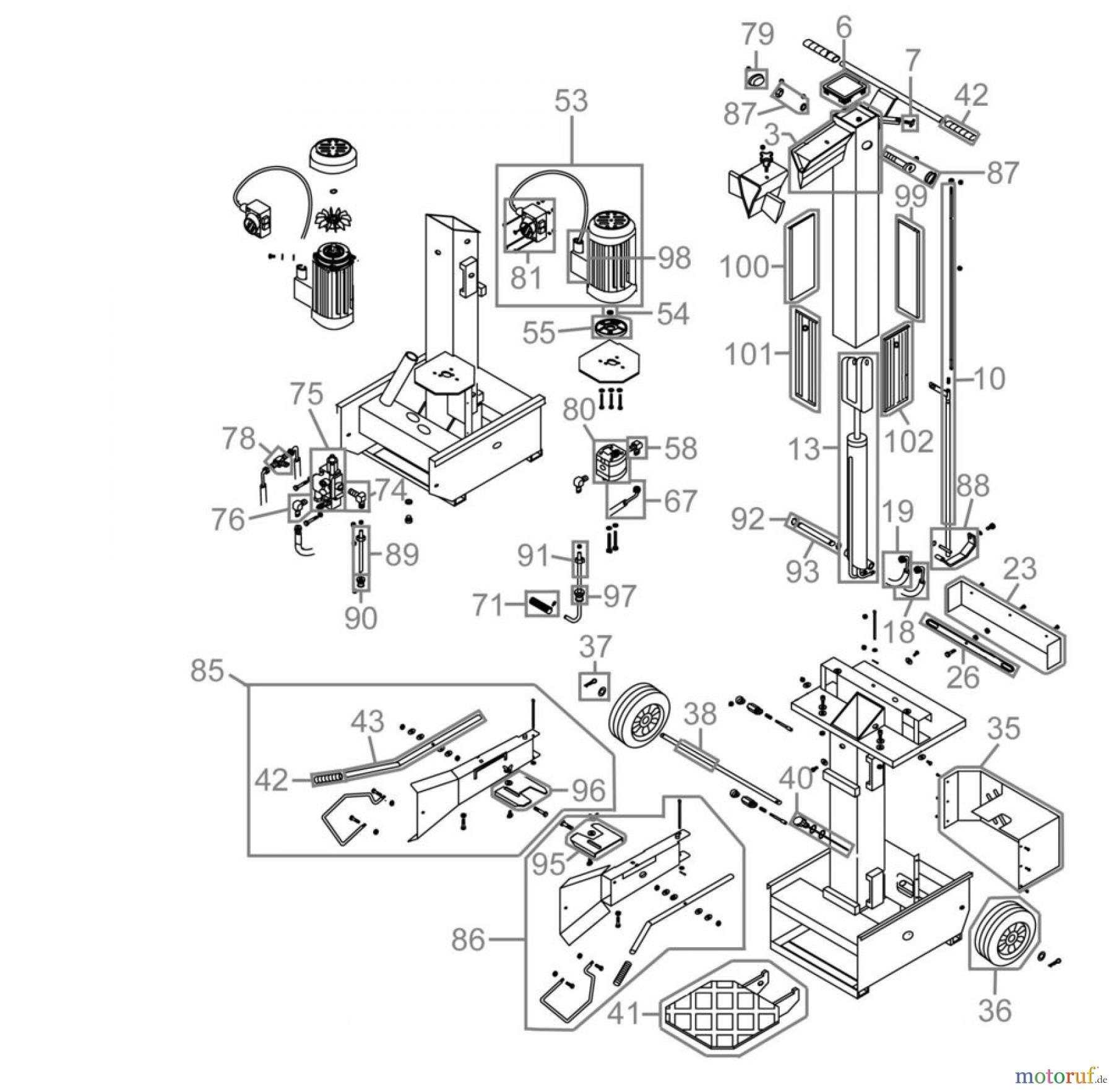  Güde Brennholzbearbeitung Holzspalter 8 bis 10 t Spaltdruck HOLZSPALTER DHH 1050 / 8 TC-230V - 01945   FSL01945-01