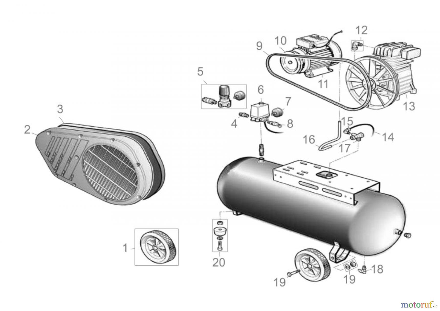 Güde Drucklufttechnik Kompressoren-Sets Ölgeschmiert bis 50l Kessel KOMPRESSOR-SET 335/10/50 ST - 72080 FSL72080-01 Seite 1