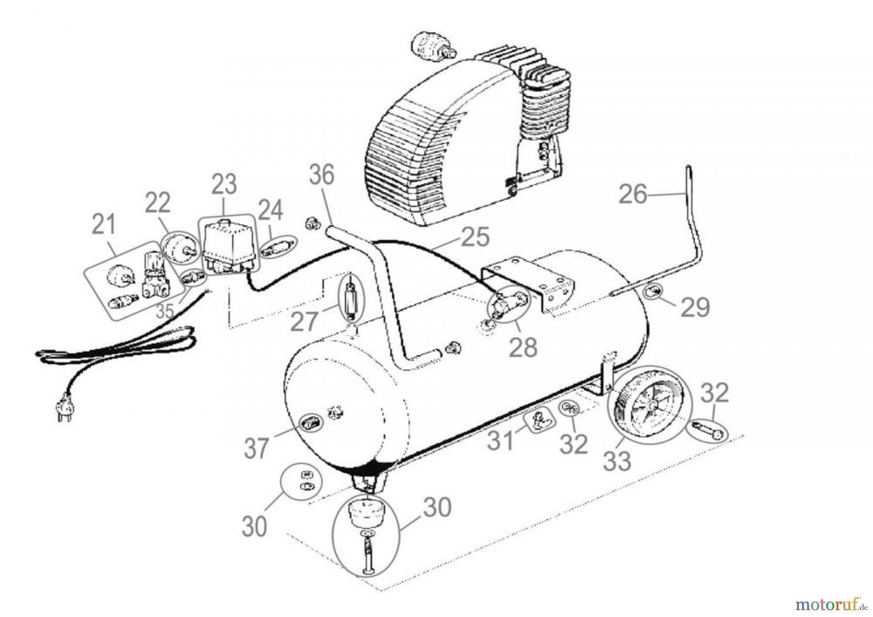 Güde Pro-Serie PRO-Drucklufttechnik Kompressoren Ölgeschmiert bis 50l Kessel KOMPRESSOR 275/10/24 PRO - 75501 FSL75501-02 Seite 2