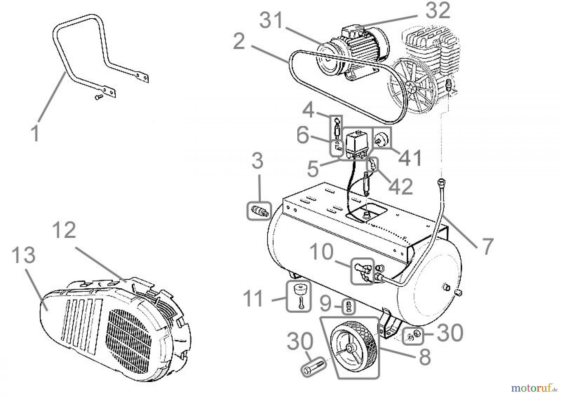 Güde Pro-Serie PRO-Drucklufttechnik Kompressoren Ölgeschmiert bis 50l Kessel KOMPRESSOR 455/10/50D PRO - 75515 FSL75515-02 Seite 1