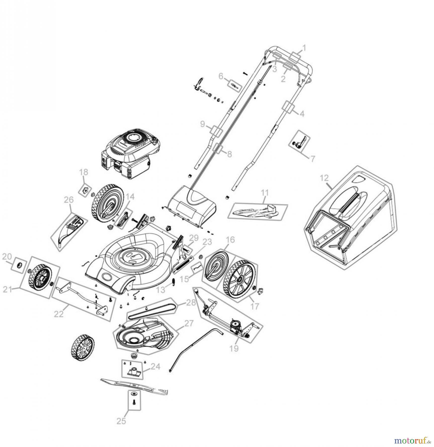 Güde Gartentechnik Rasenmäher Benzin-Rasenmäher Schnittbreite bis 45cm RASENMÄHER BIG-WHEELER 560 SUPER - 95100 FSL95100-02 Seite 1