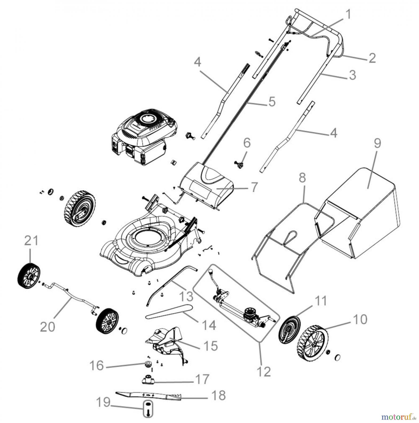 Güde Gartentechnik Rasenmäher Benzin-Rasenmäher Schnittbreite bis 50 cm RASENMÄHER BIG WHEELER 460 P - 95320 FSL95320-02 Seite 1