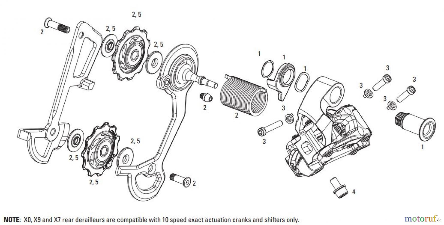 Sram Sram SRAM X0 / X9 / X7 / ViaGT - REAR DERAILLEUR 2x10, 3x10 (2011-2013)