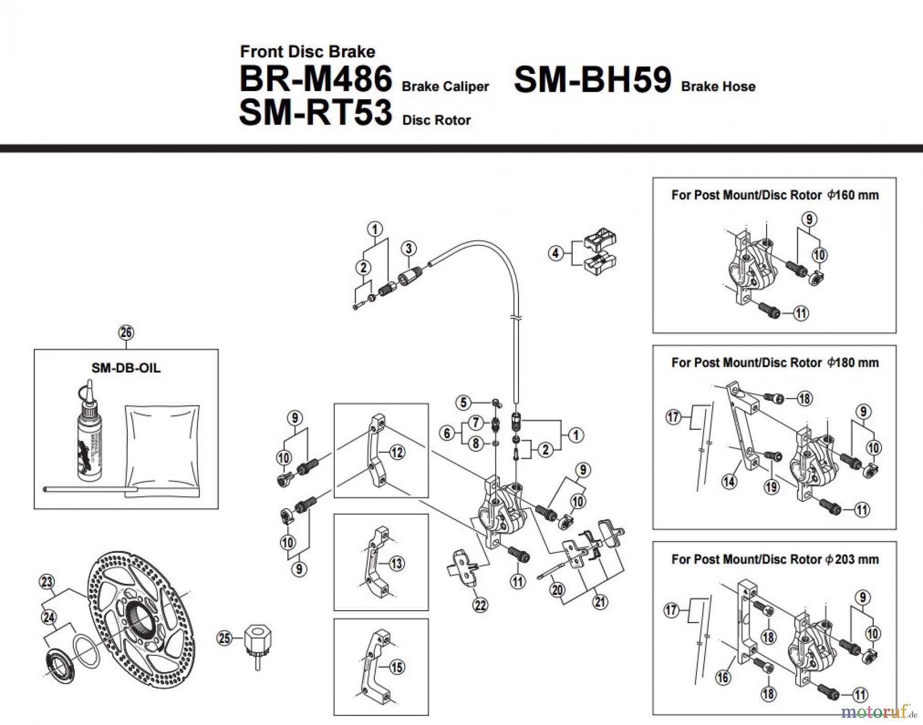Shimano BR Brake - Bremse BR-M486-F-2883 Front Disc Brake