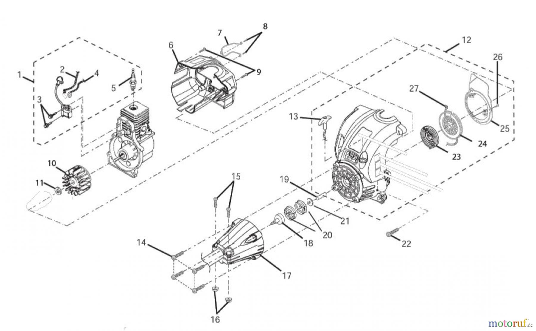 Ryobi Sensen Freischneider Benzin PBC3046YB Seite 1, Starter, Zündspule