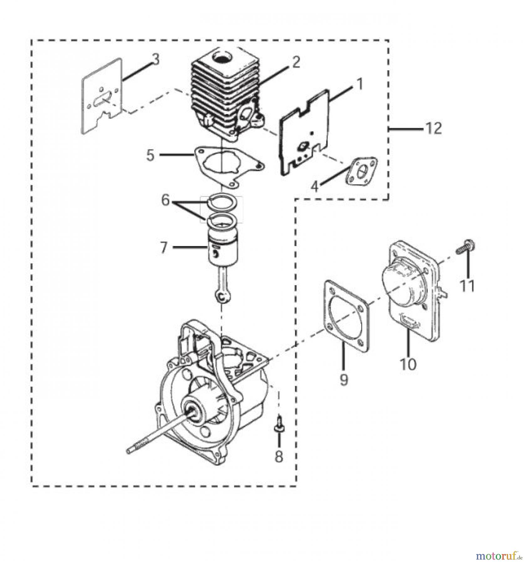 Ryobi Sensen Freischneider Benzin PBC3046YB Seite 5, Zylinder, Kolben