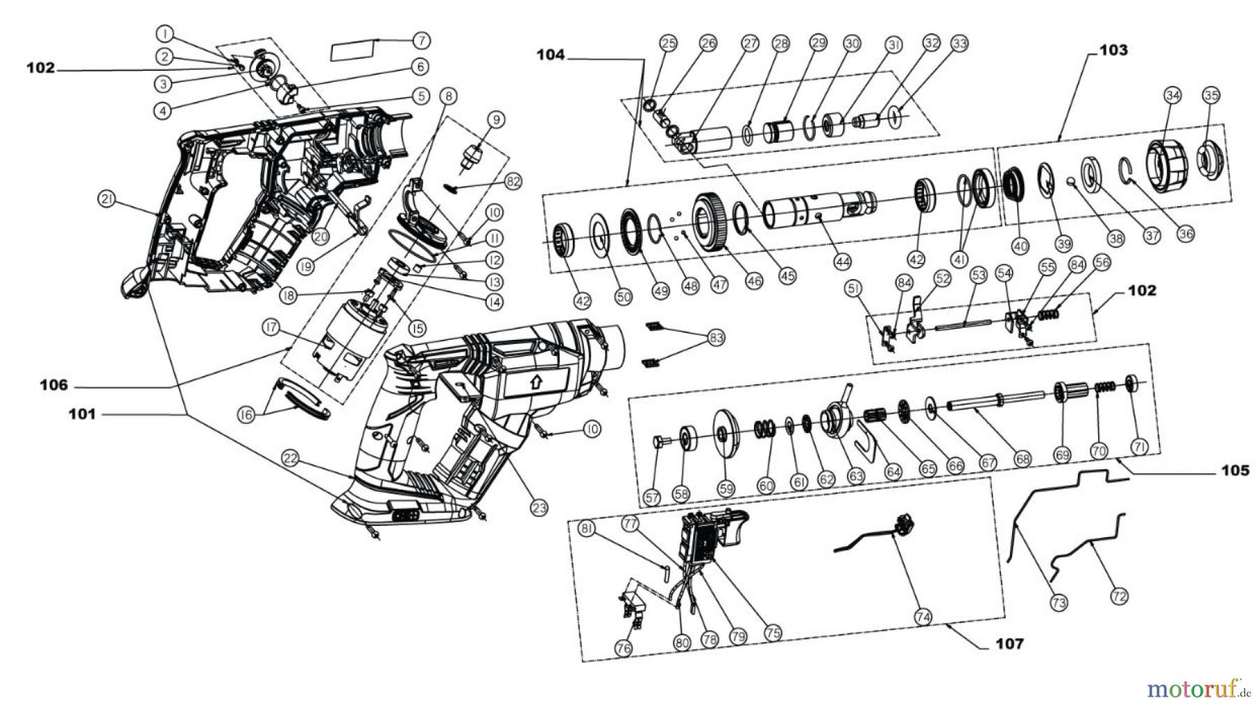  Ryobi (Schlag-)Bohrschrauber Akkuschrauber R18SDS-0 18 V AKKU-KOMBIHAMMER SDS-PLUS  R18SDS-0 18 V AKKU-KOMBIHAMMER SDS-PLUS