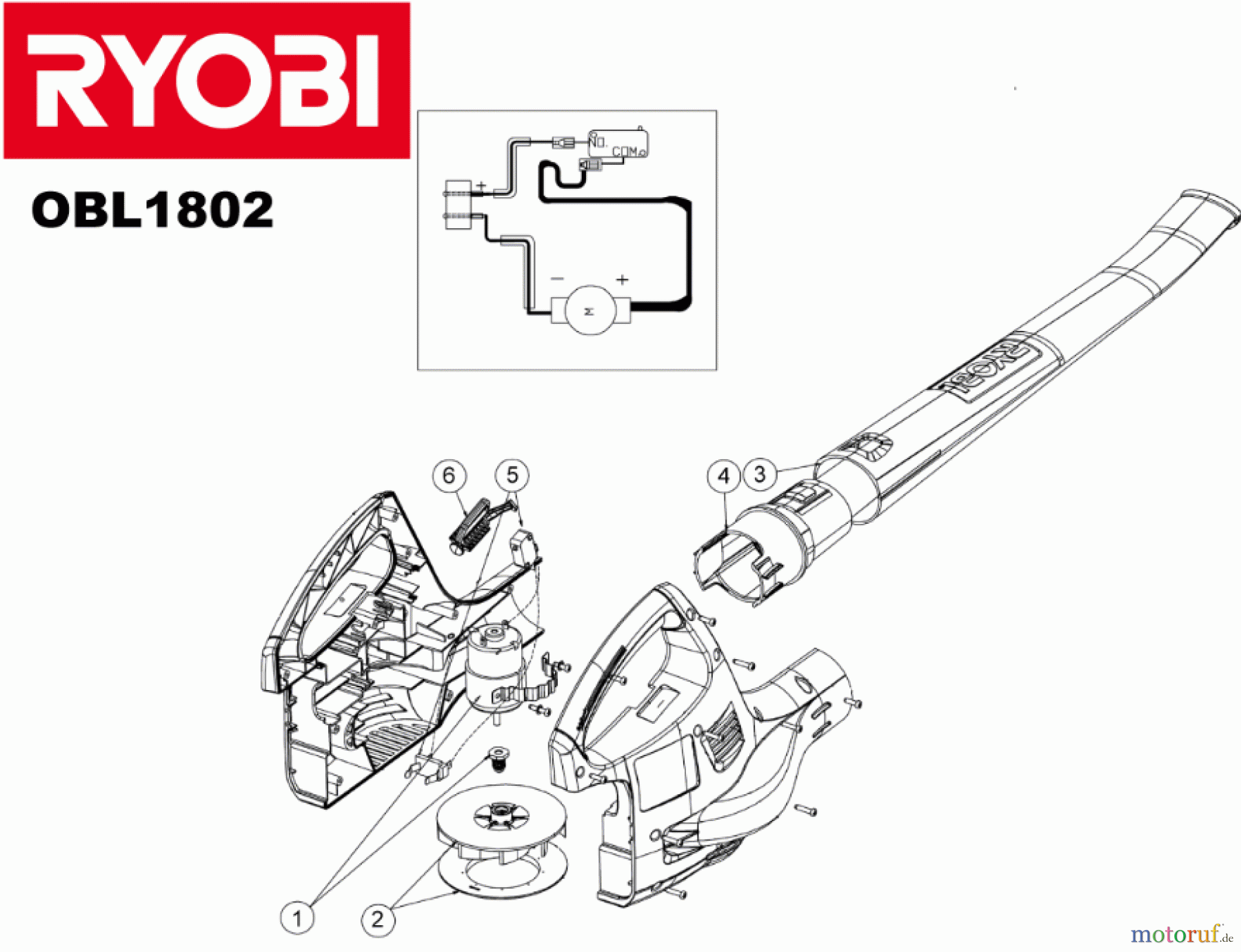 Ryobi Laubsauger und Laubbläser Blasgeräte OBL1802 Laubbläser OBL1802 Laubbläser