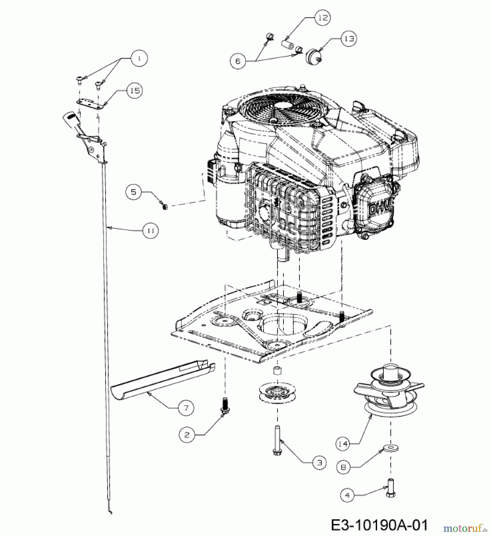  MTD Rasentraktoren Minirider 76 RDE 13A726SD600  (2017) Gaszug, Motorkeilriemenscheibe, Motorzubehör