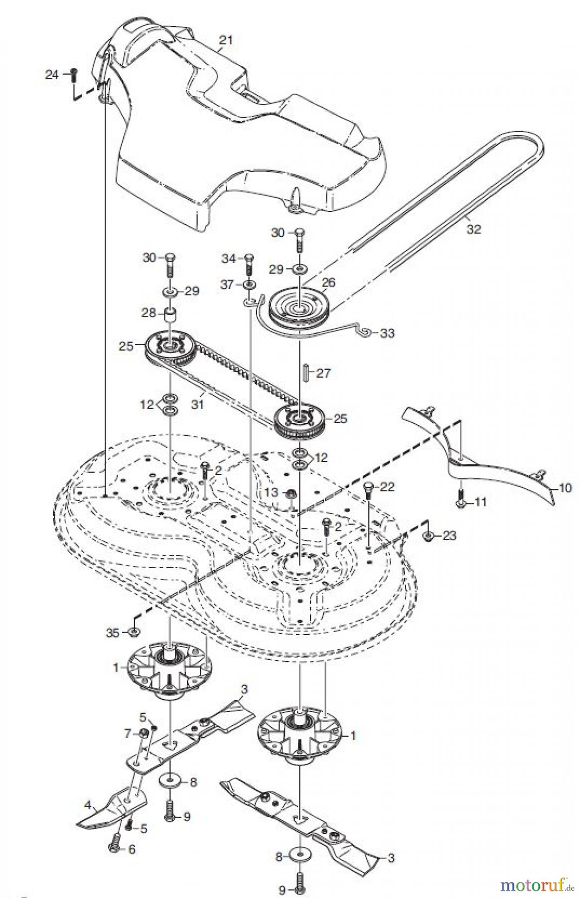 Global Garden Products GGP Frontmäher X1 2010 MÄHWERK TRANSMISSION MESSER