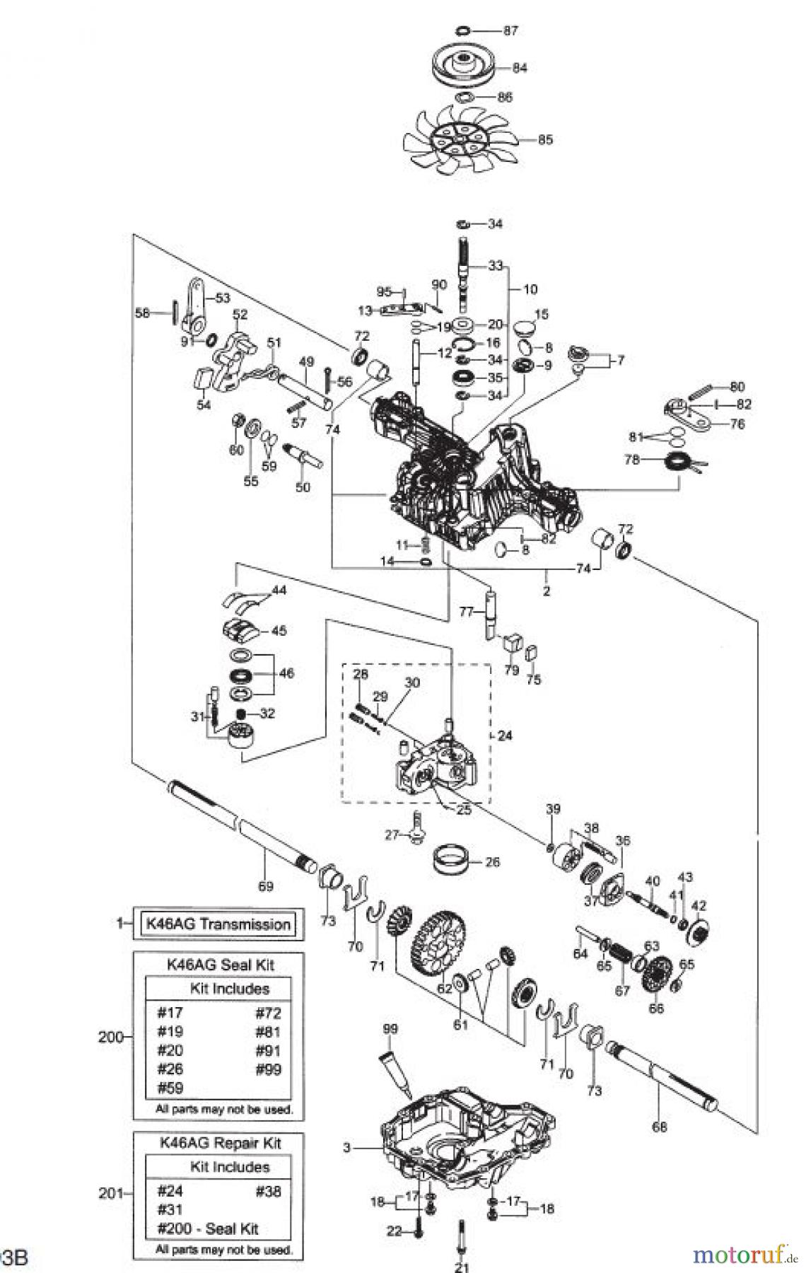 Global Garden Products GGP Frontmäher XM_Series 2008 KANZAKI GETRIEBE K46AG (s/n 0030153- 9999999)