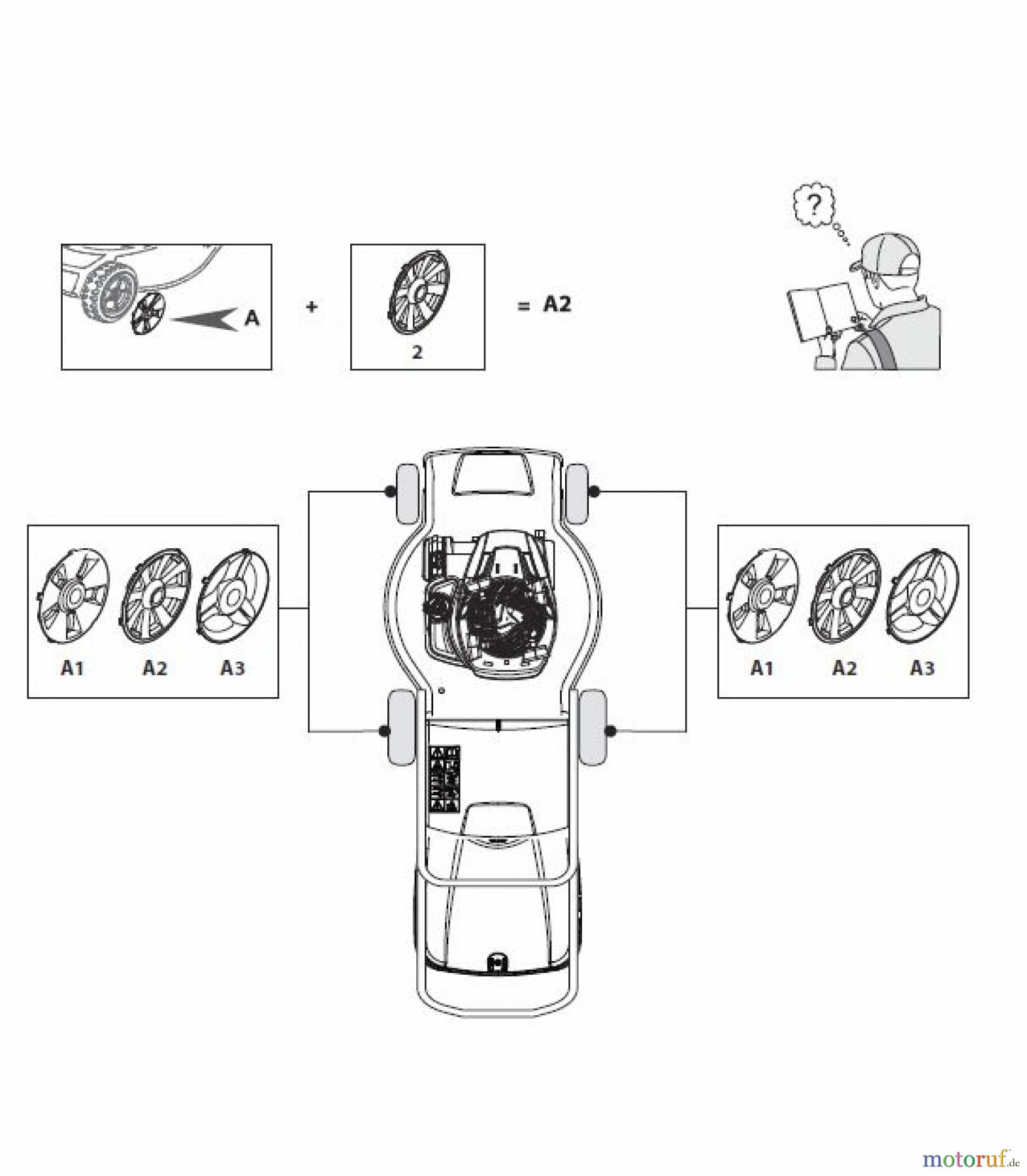  Global Garden Products GGP Rasenmäher Baujahr 2017 Akku 2017 Ohne Antrieb CR-CS 480 Li 80 - CR-CS 480 Q Li 80 Hub Caps