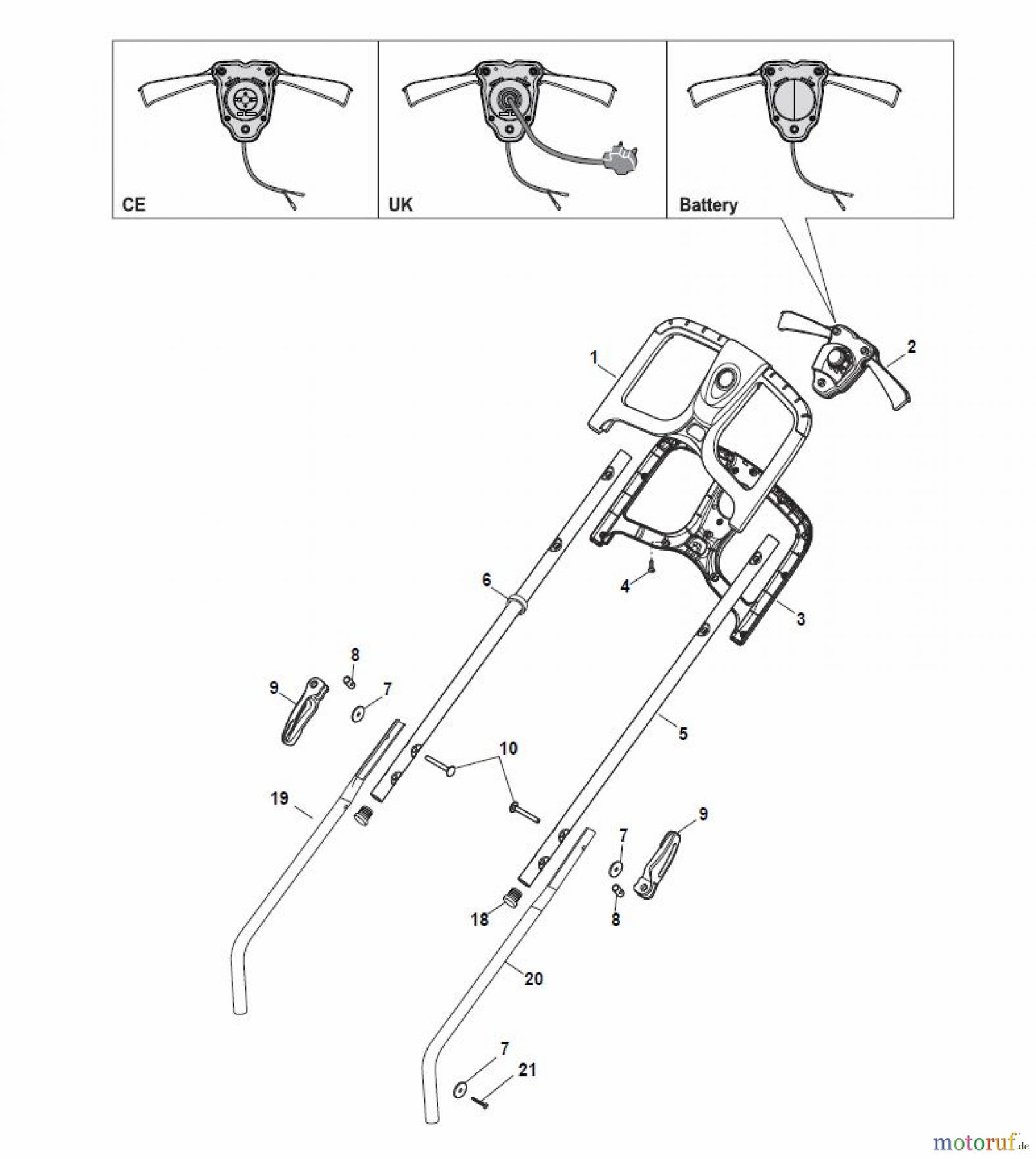  Global Garden Products GGP Rasenmäher Baujahr 2017 Akku 2017 Ohne Antrieb EL 340 Li 48 Handle, Upper Part