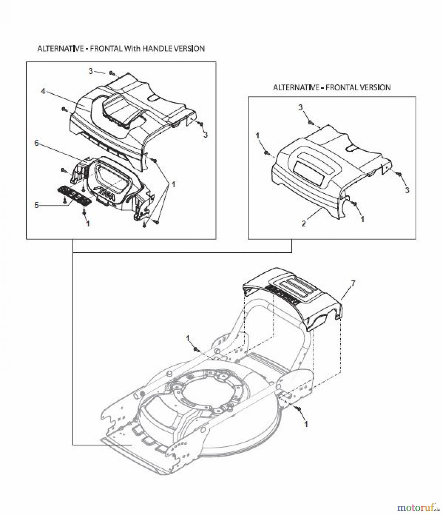 Global Garden Products GGP Rasenmäher Baujahr 2017 Akku 2017 Ohne Antrieb MCS 470 Li 80 Mask, Frontal with Handle Version