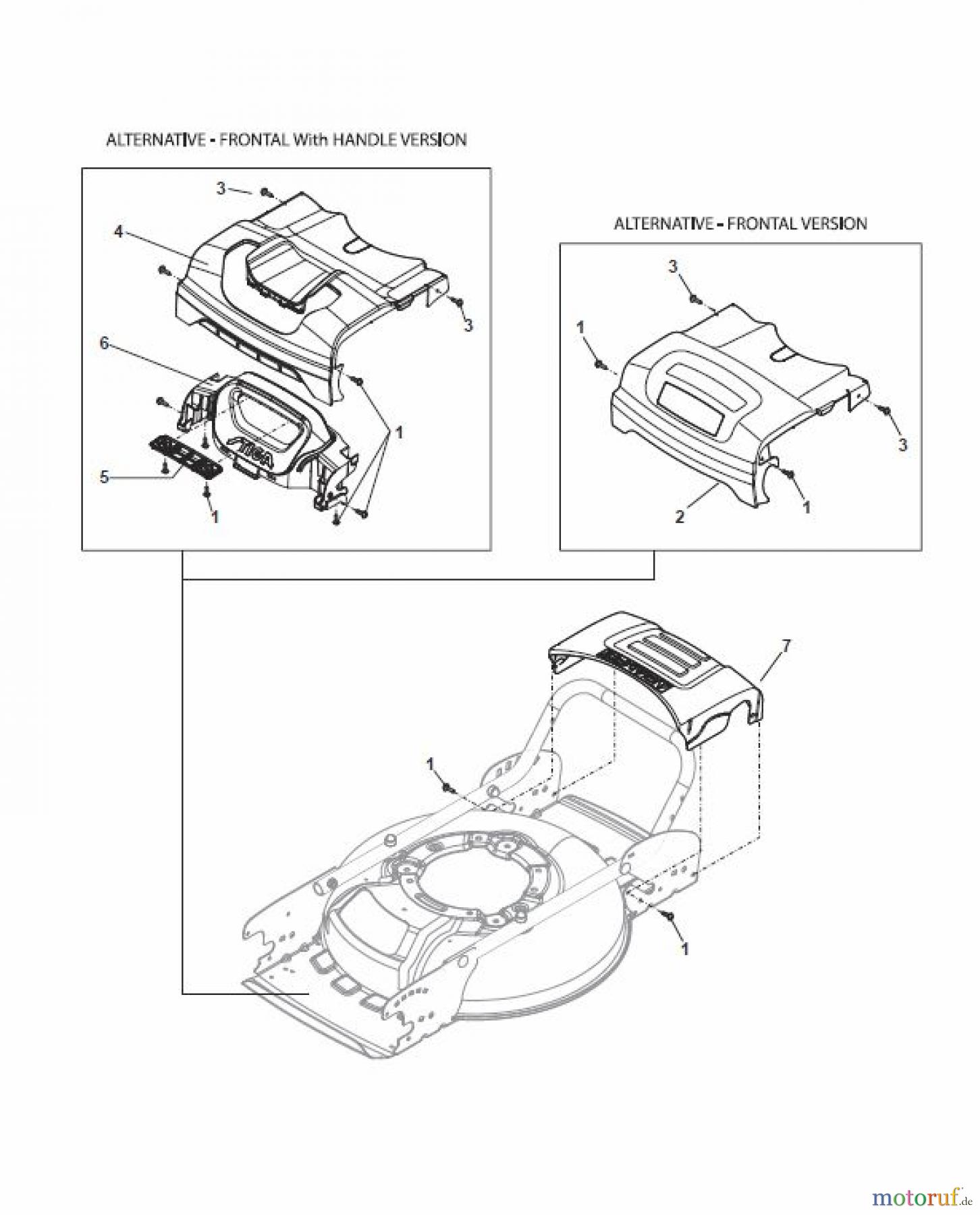  Global Garden Products GGP Rasenmäher Baujahr 2017 Akku 2017 Ohne Antrieb MCS 470 Q Li 80 Mask, Frontal with Handle Version