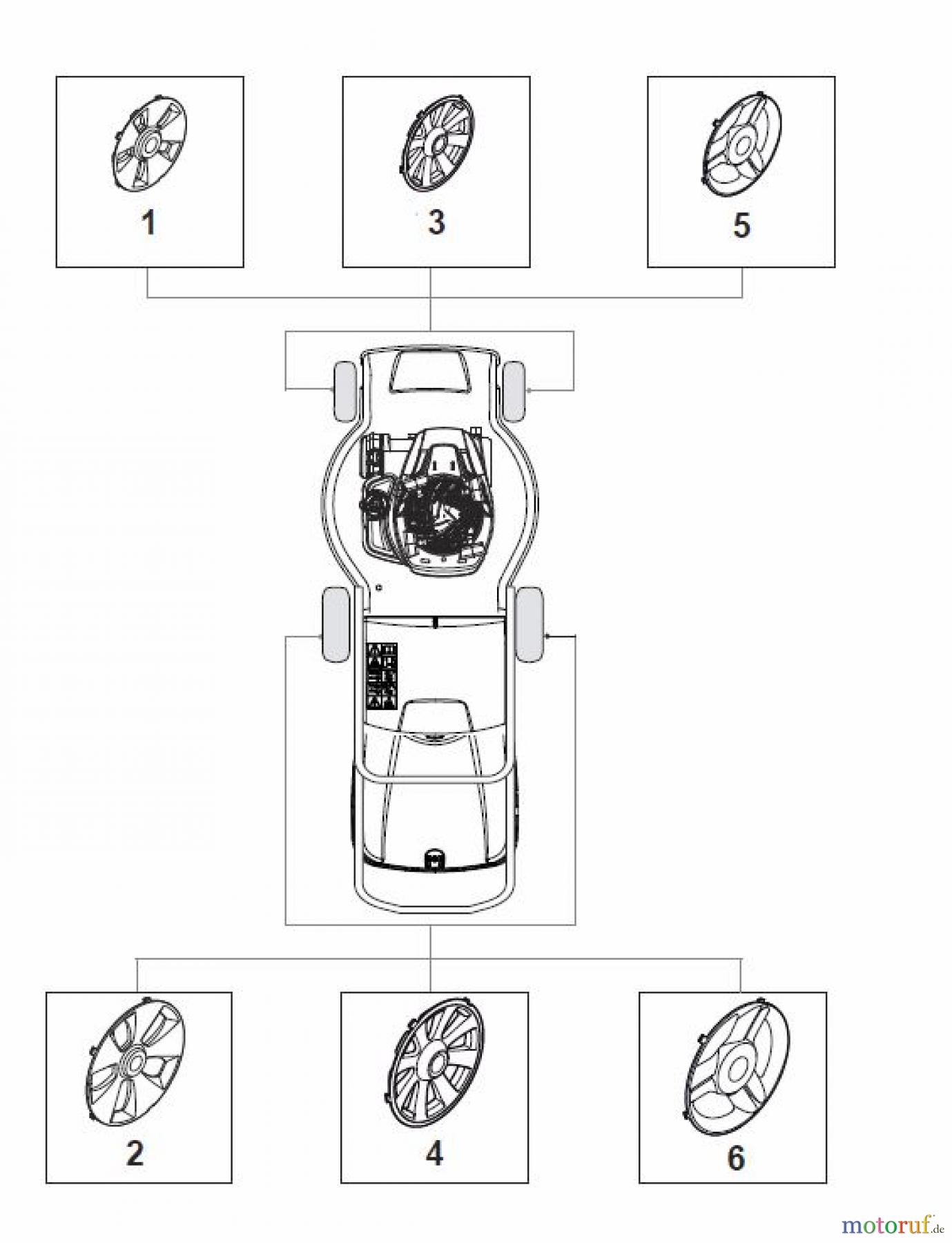 Global Garden Products GGP Rasenmäher Baujahr 2017 Akku 2017 Ohne Antrieb MP1 500 Q Li 80 Wheels and Hub Caps