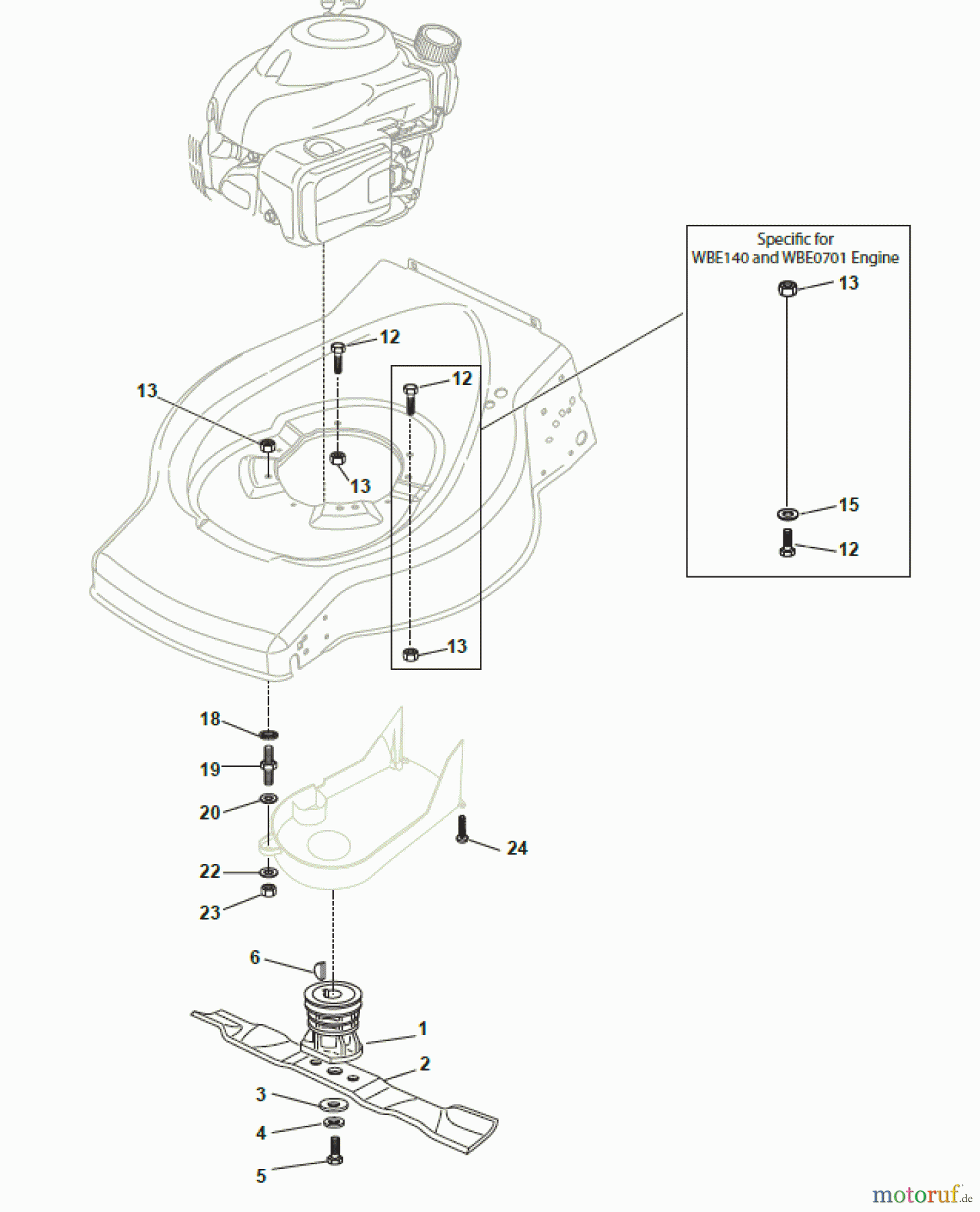 Global Garden Products GGP Rasenmäher Baujahr 2017 Benzin Mit Antrieb 2017 ES 414 TR Blade and Hub for GGP 100cc Engine