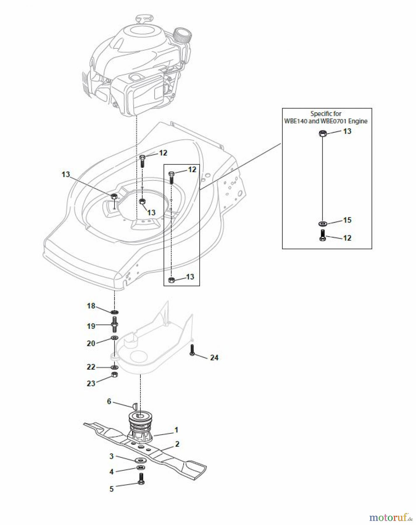 Global Garden Products GGP Rasenmäher Baujahr 2017 Benzin Mit Antrieb 2017 ES 464 TR Blade and Hub for GGP 100cc Engine