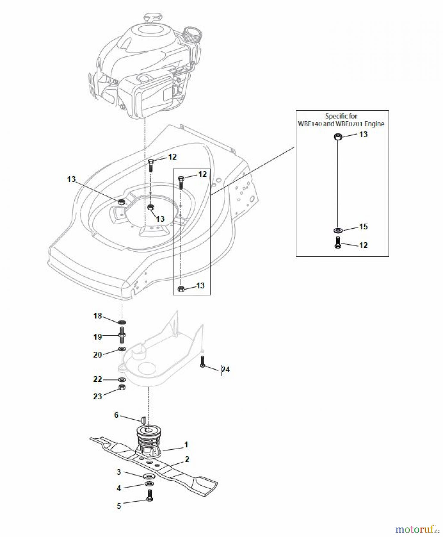 Global Garden Products GGP Rasenmäher Baujahr 2017 Benzin Mit Antrieb 2017 ES 534 TR Blade and Hub for GGP 100cc Engine