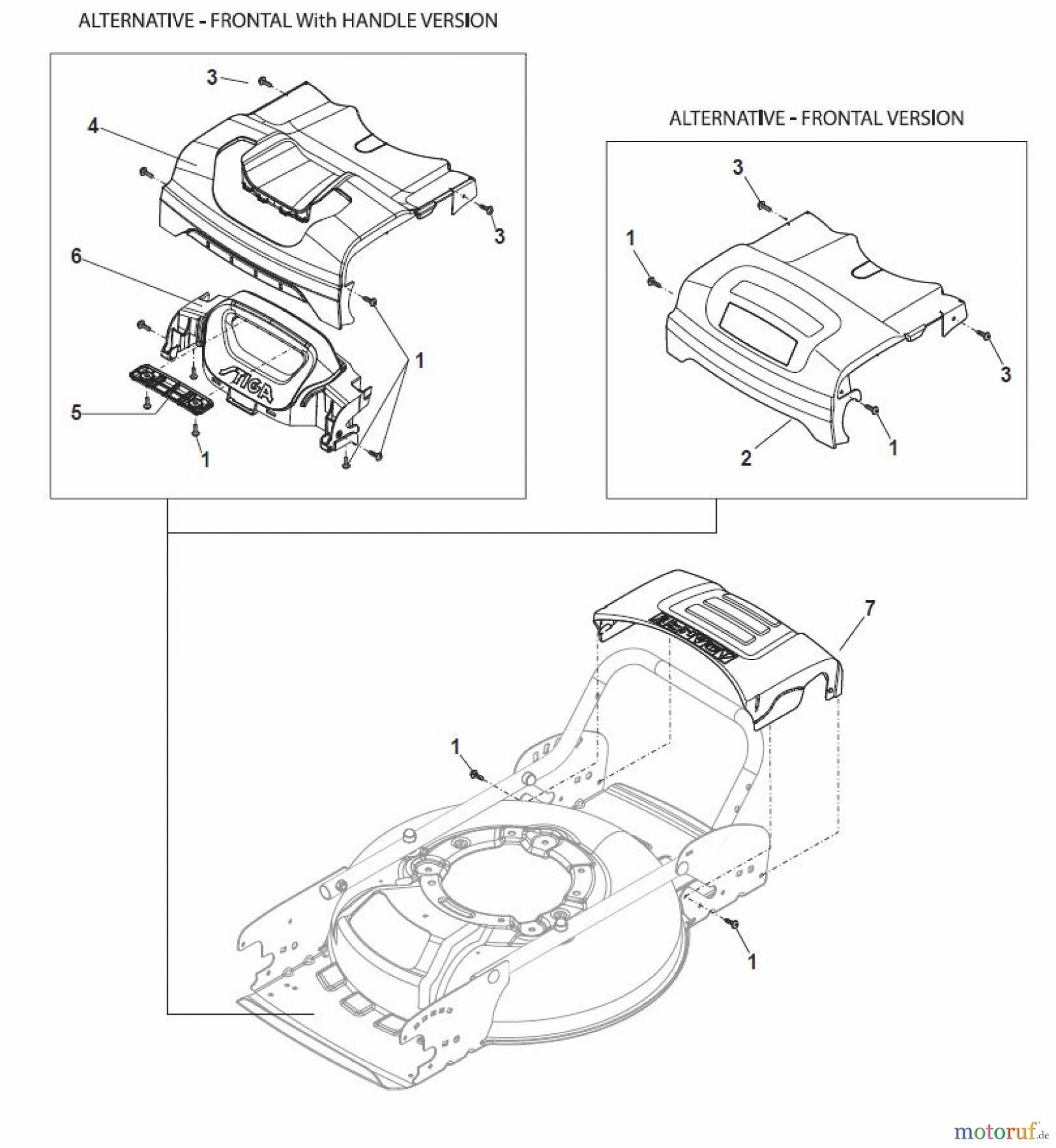Global Garden Products GGP Rasenmäher Baujahr 2017 Benzin Mit Antrieb 2017 MCS 474 TRQ Mask, Frontal with Handle Version