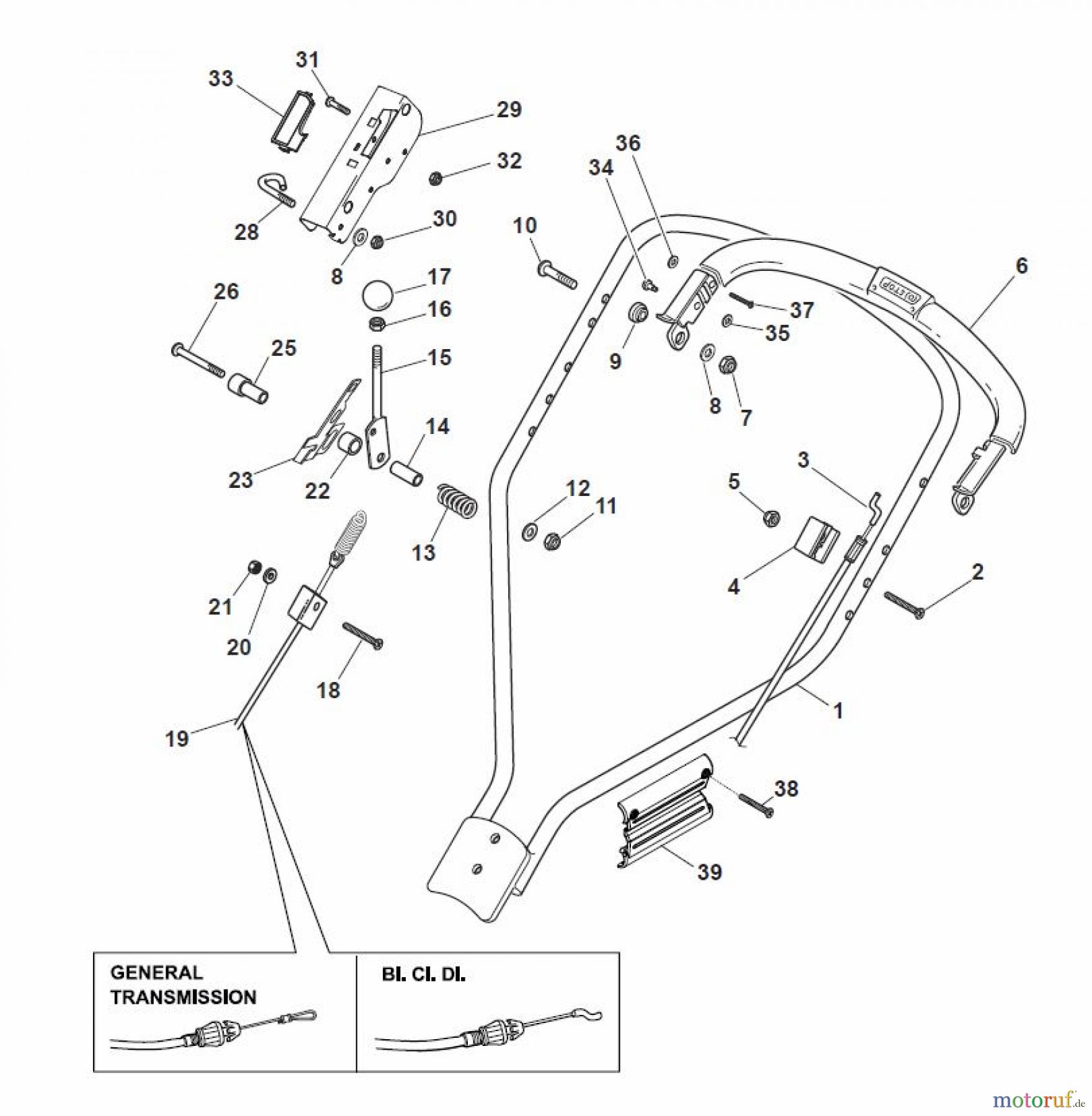  Global Garden Products GGP Rasenmäher Baujahr 2017 Benzin Mit Antrieb 2017 MCS 504 TR 4S Handle, Upper Part