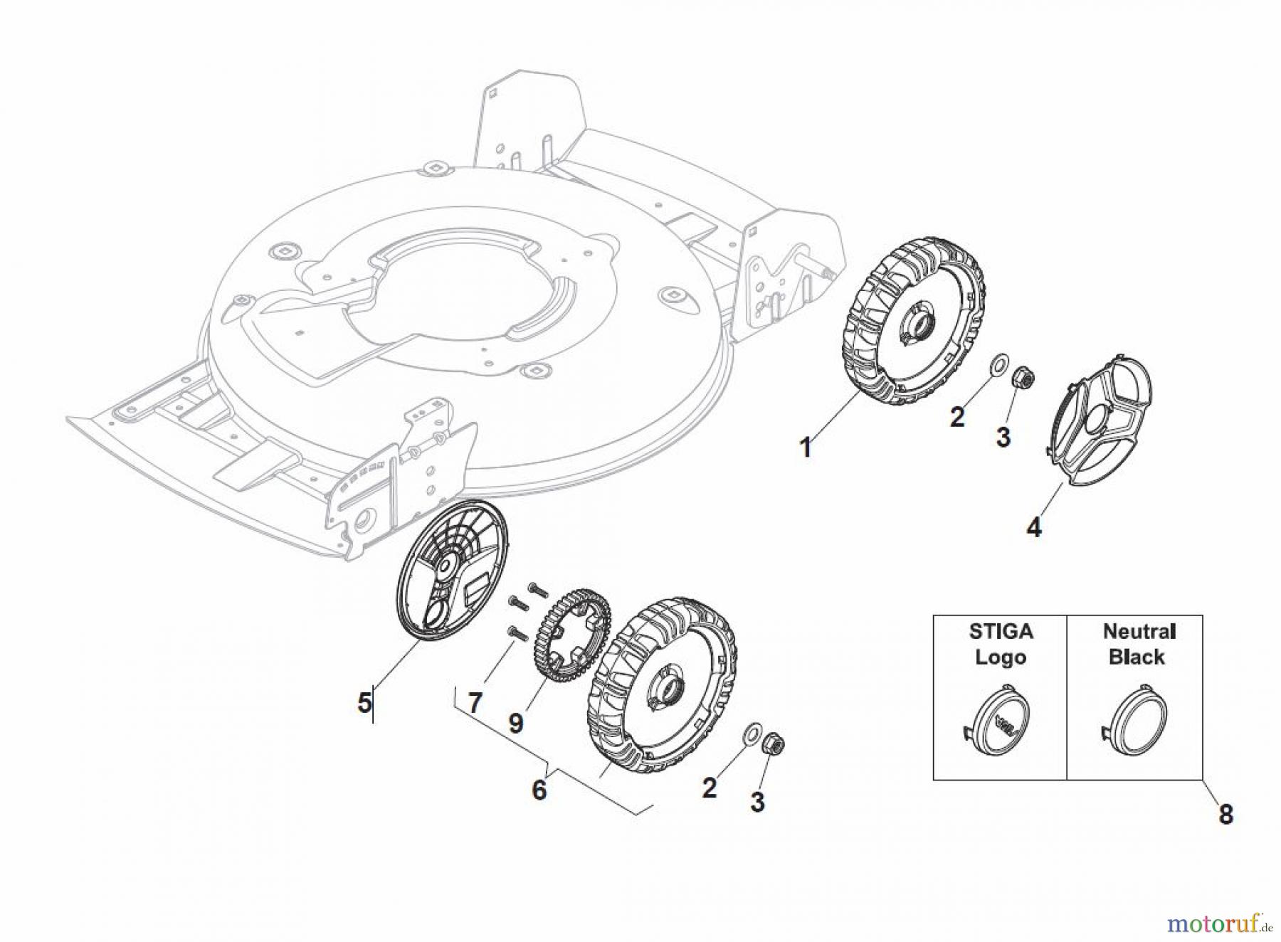 Global Garden Products GGP Rasenmäher Baujahr 2017 Benzin Mit Antrieb 2017 MCS 504 TR Wheels and Hub Caps - STAR