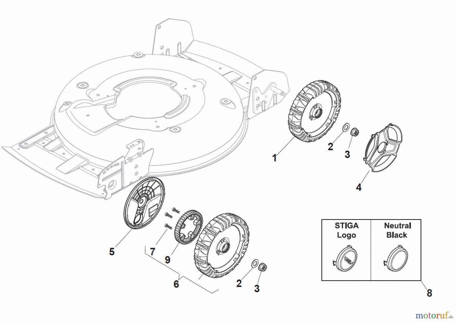 Global Garden Products GGP Rasenmäher Baujahr 2017 Benzin Mit Antrieb 2017 MCS 504 TR/E 4S Wheels and Hub Cap s - STAR