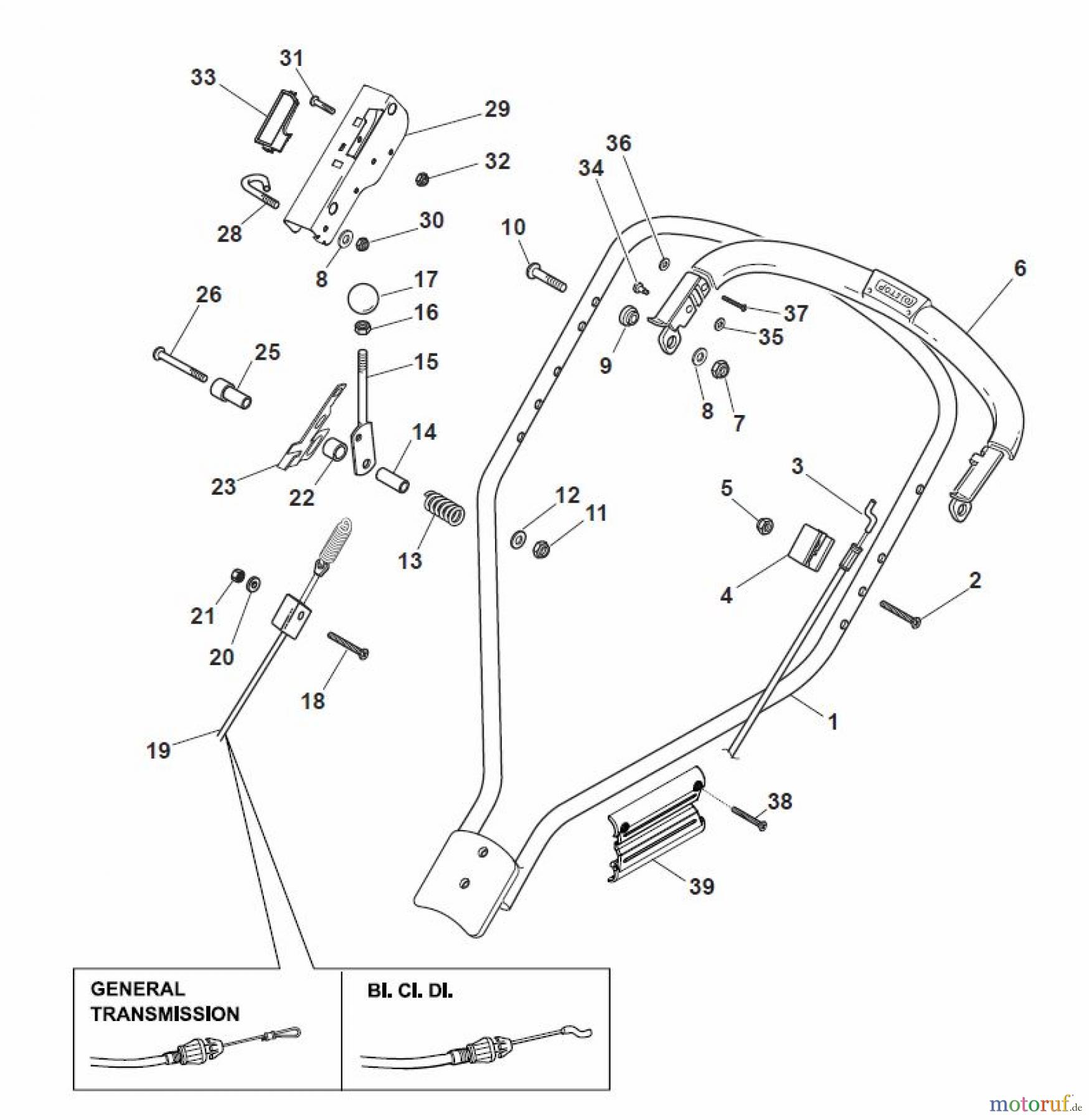 Global Garden Products GGP Rasenmäher Baujahr 2017 Benzin Mit Antrieb 2017 MCS 504 TR/E Handle, Upper Part