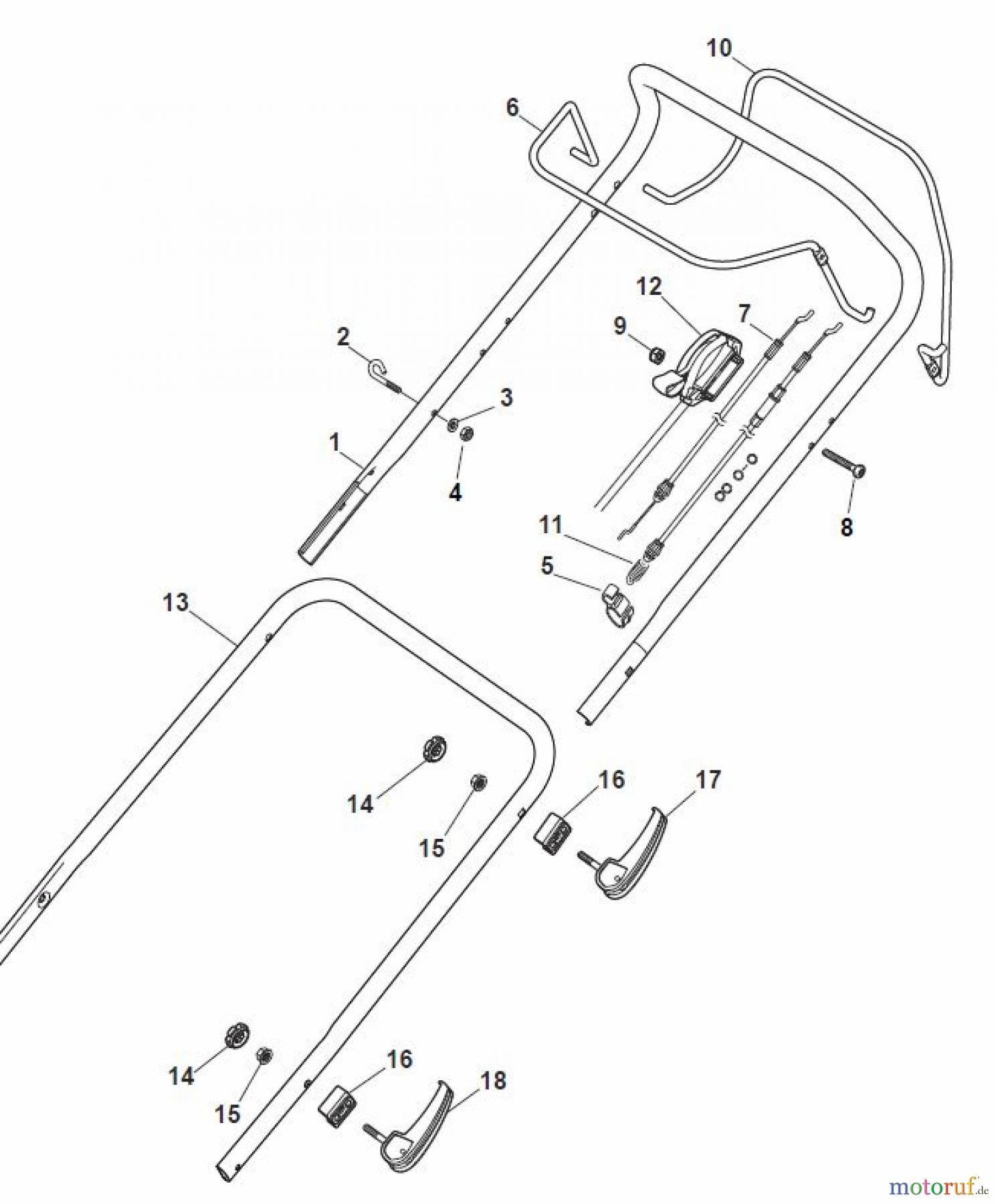  Global Garden Products GGP Rasenmäher Baujahr 2017 Benzin Mit Antrieb 2017 MP1 504 S Handle, Upper Part