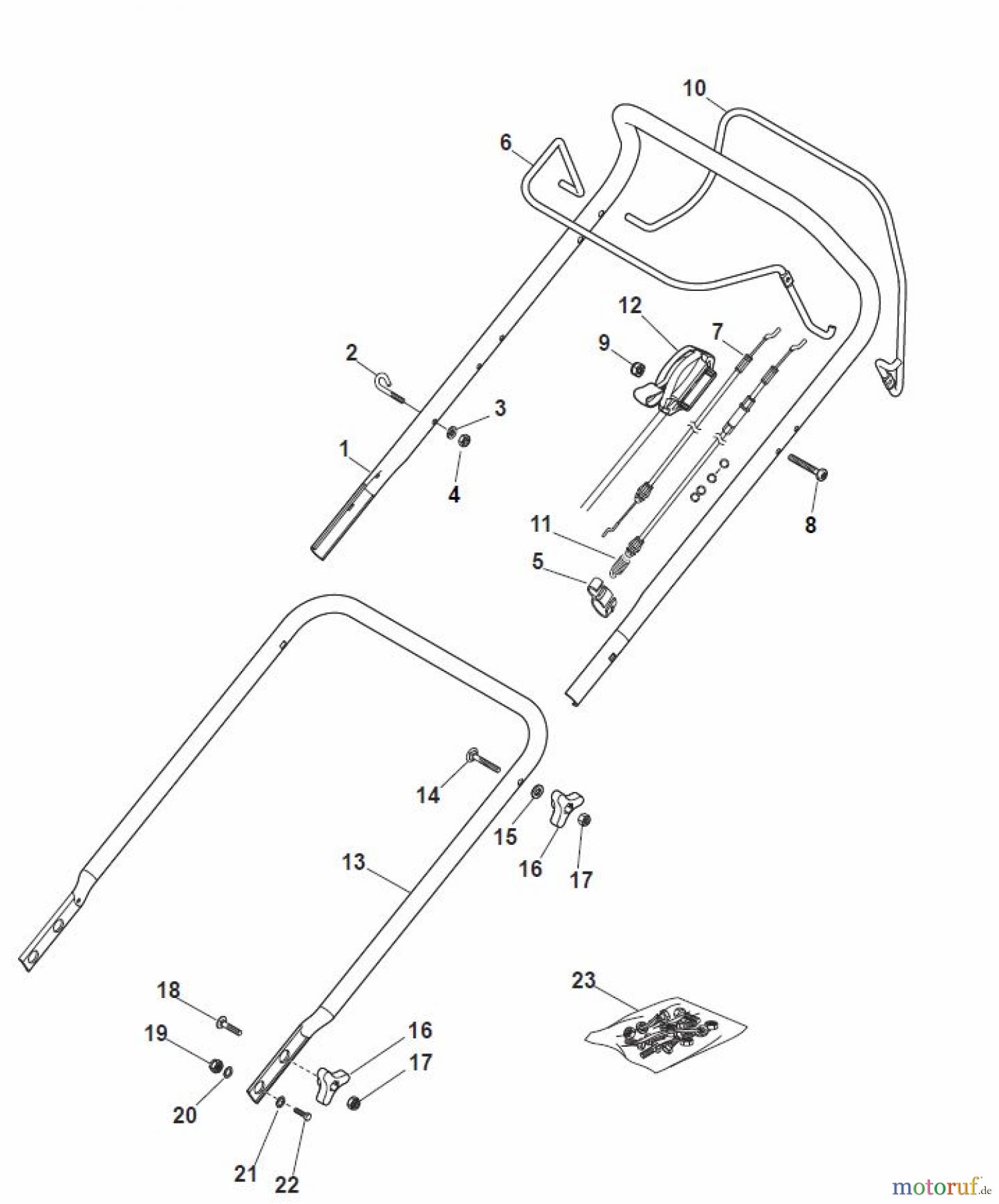  Global Garden Products GGP Rasenmäher Baujahr 2017 Benzin Mit Antrieb 2017 MP1 504 SQ Handle, Upper Part
