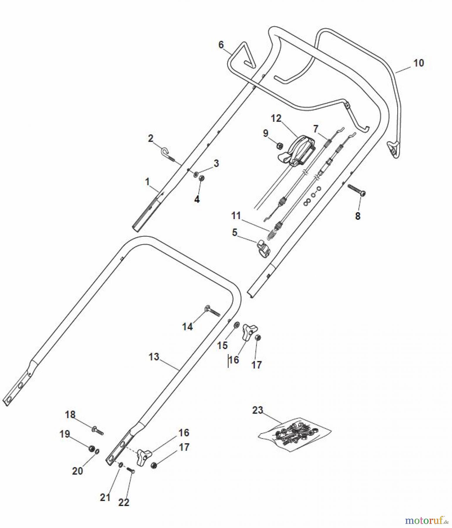 Global Garden Products GGP Rasenmäher Baujahr 2017 Benzin Mit Antrieb 2017 MP1 504 SQE Handle, Upper Part