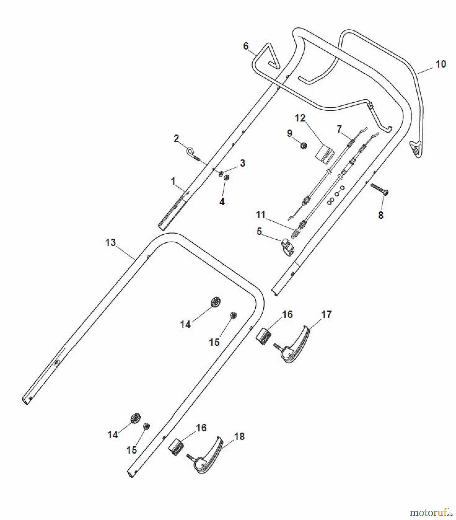  Global Garden Products GGP Rasenmäher Baujahr 2017 Benzin Mit Antrieb 2017 MP1 504 SQE Handle, Upper Part