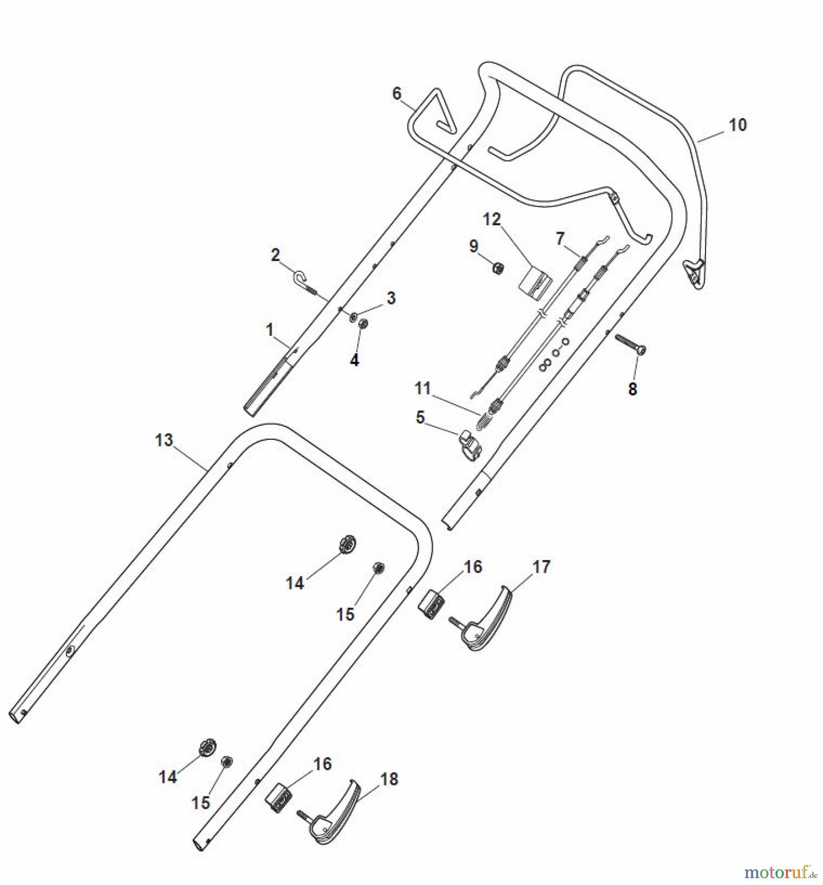  Global Garden Products GGP Rasenmäher Baujahr 2017 Benzin Mit Antrieb 2017 MP1 504 SV Handle, Upper Part