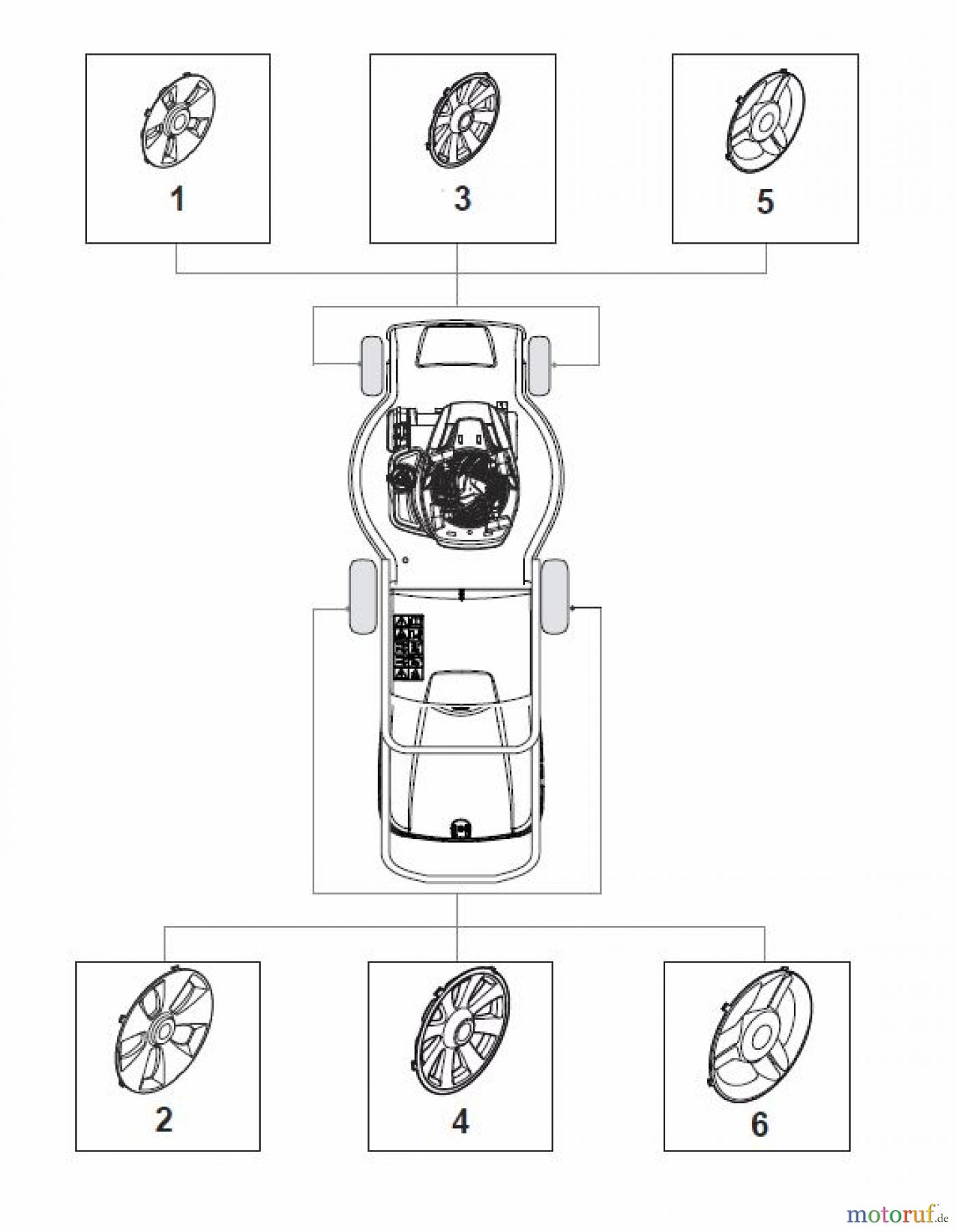 Global Garden Products GGP Rasenmäher Baujahr 2017 Benzin Mit Antrieb 2017 MP1 504 SV Wheels and Hub Caps