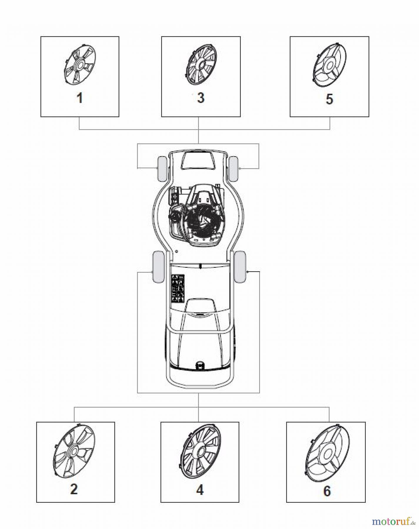 Global Garden Products GGP Rasenmäher Baujahr 2017 Benzin Mit Antrieb 2017 MP1 504 SVE Wheels and Hub Caps