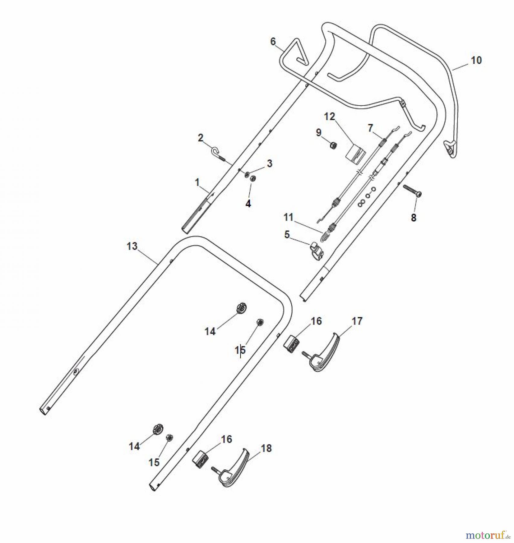  Global Garden Products GGP Rasenmäher Baujahr 2017 Benzin Mit Antrieb 2017 MP1 504 SVQ Handle, Upper Part