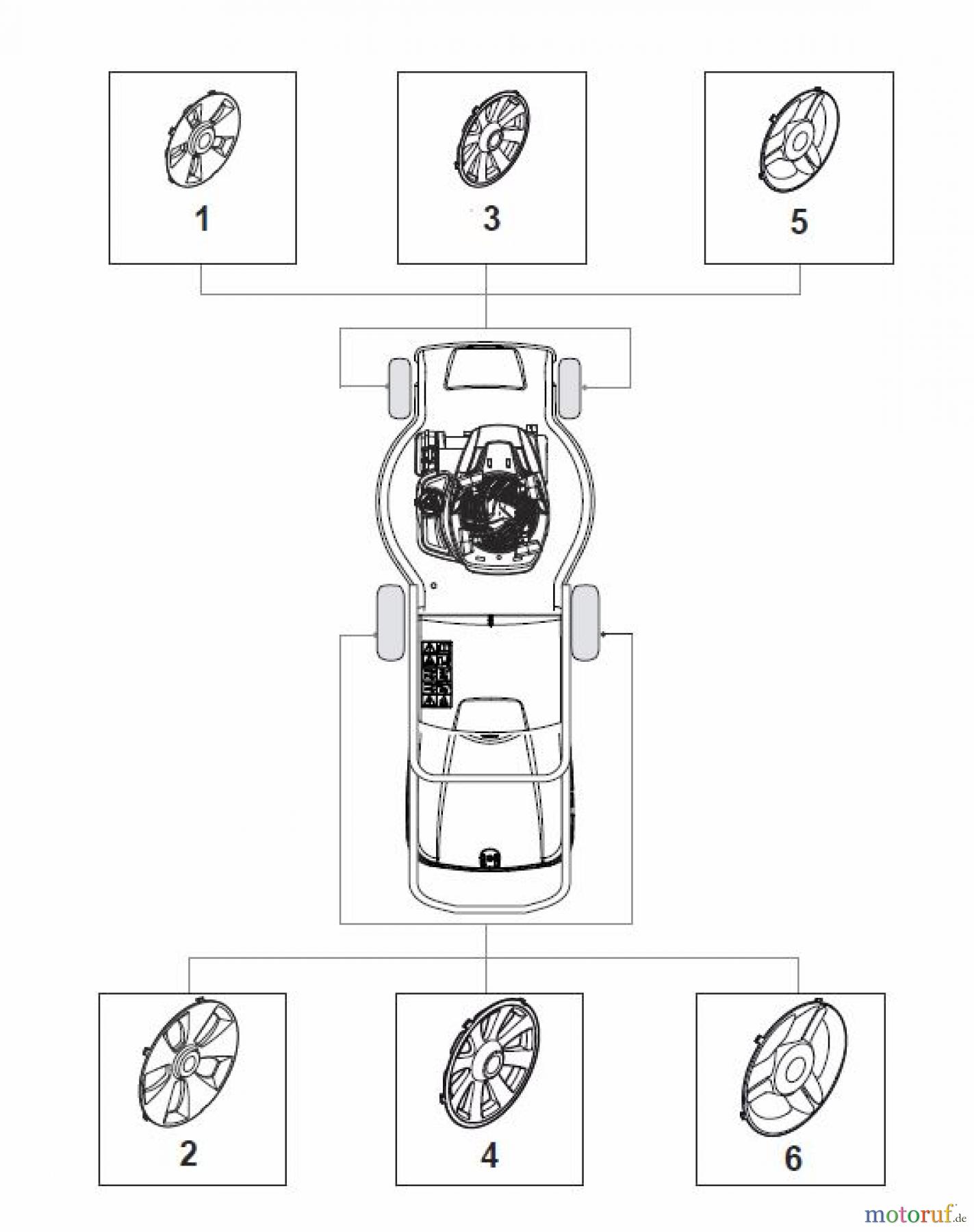 Global Garden Products GGP Rasenmäher Baujahr 2017 Benzin Mit Antrieb 2017 MP1 504 SVQ Wheels and Hub Caps