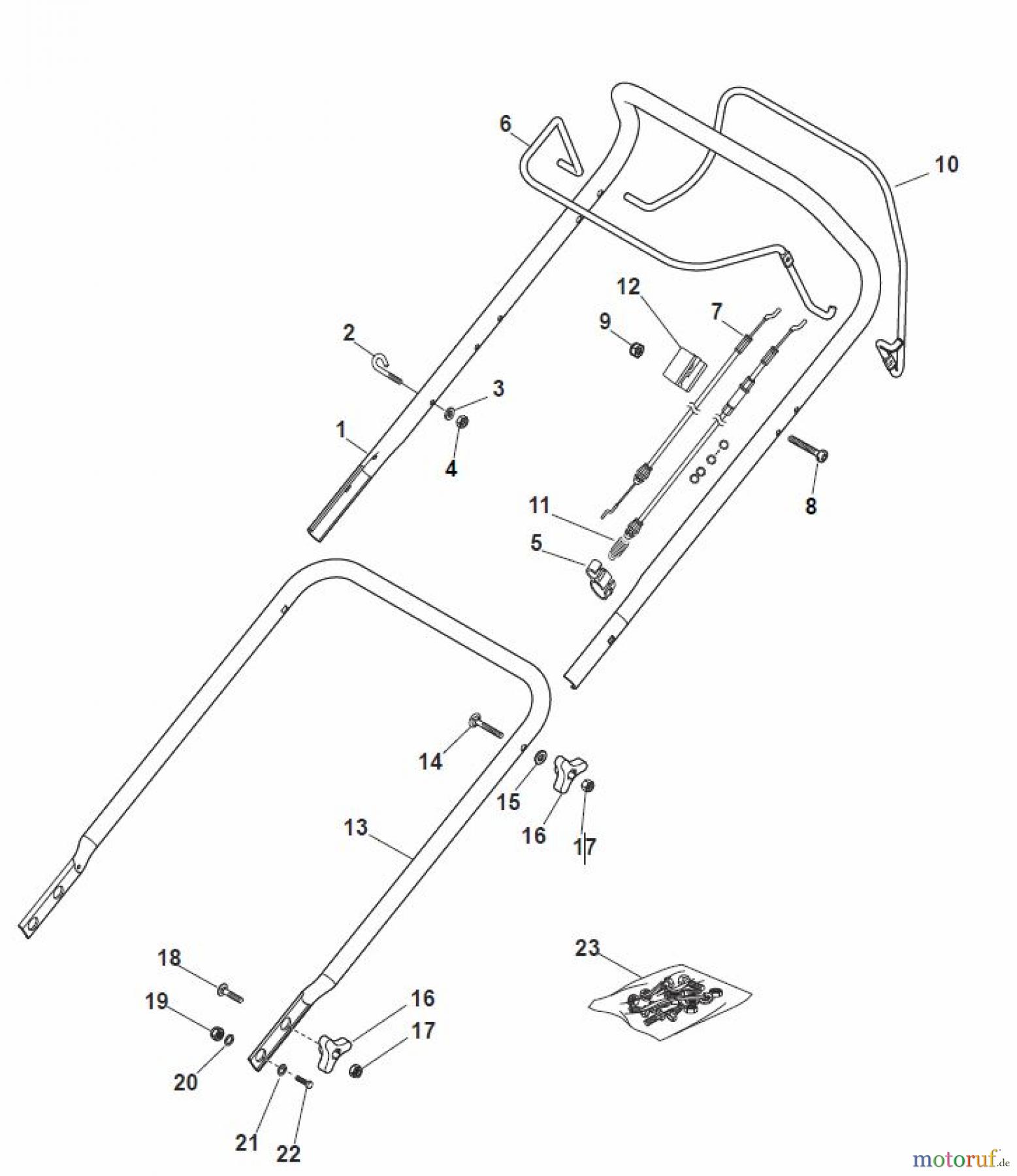 Global Garden Products GGP Rasenmäher Baujahr 2017 Benzin Mit Antrieb 2017 MP1 504 SVQE Handle, Upper Part