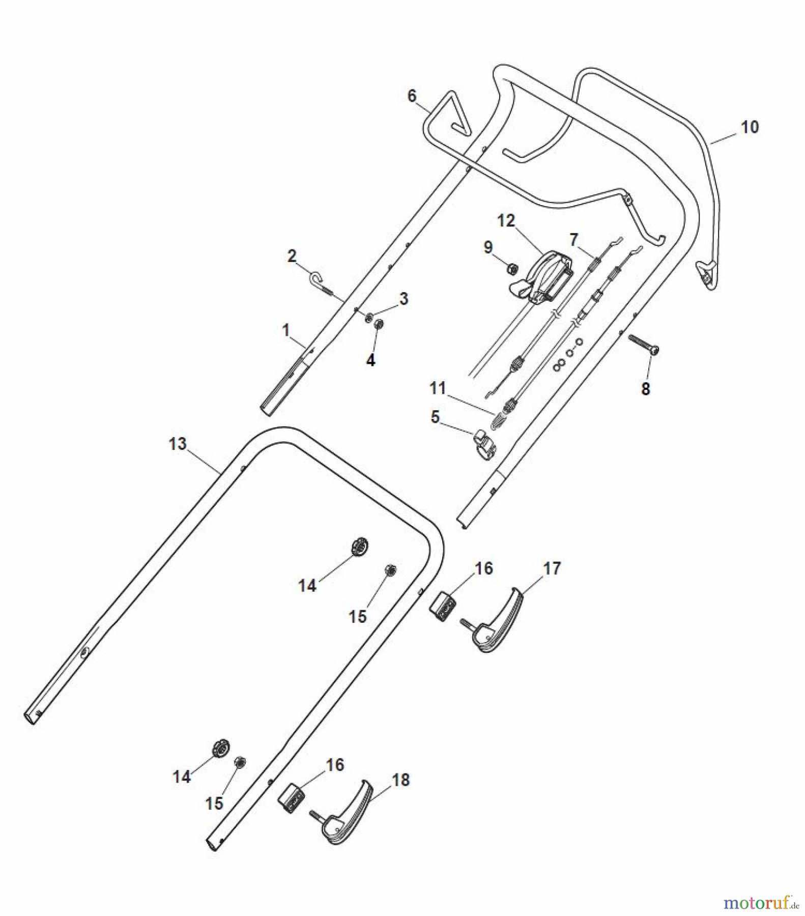 Global Garden Products GGP Rasenmäher Baujahr 2017 Benzin Mit Antrieb 2017 MP1 504 WSQE Handle, Upper Part