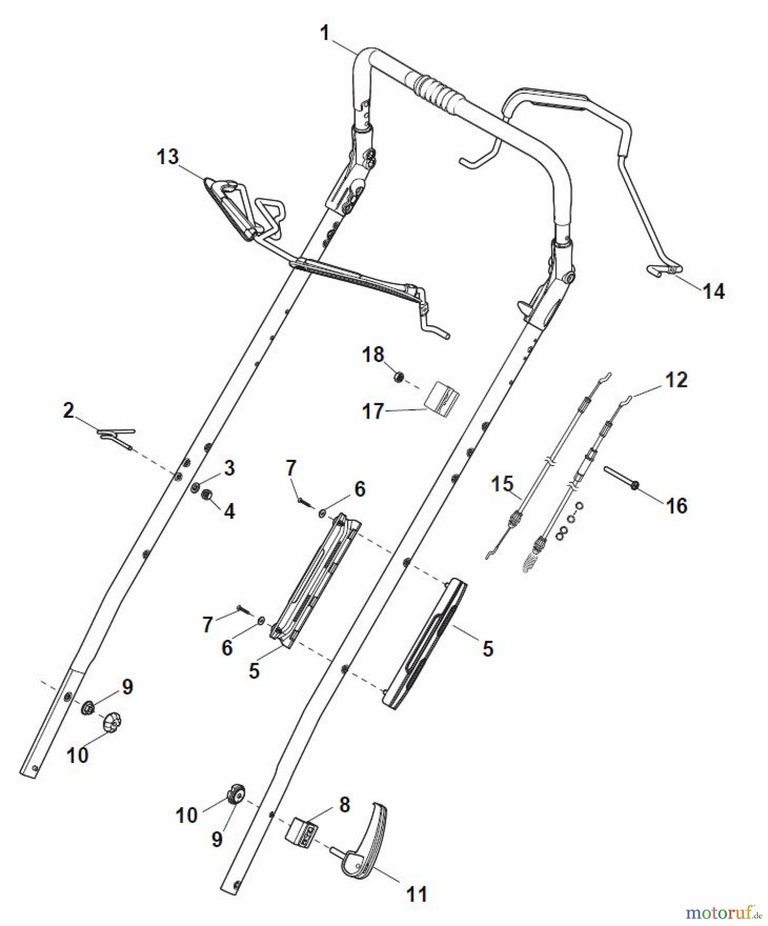  Global Garden Products GGP Rasenmäher Baujahr 2017 Benzin Mit Antrieb 2017 MP1 504 WSV Handle, Upper Part