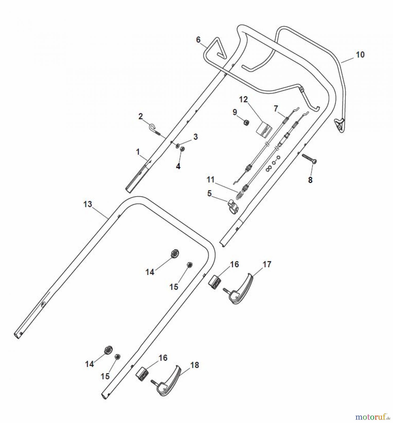  Global Garden Products GGP Rasenmäher Baujahr 2017 Benzin Mit Antrieb 2017 MP1 504 WSV Handle, Upper Part