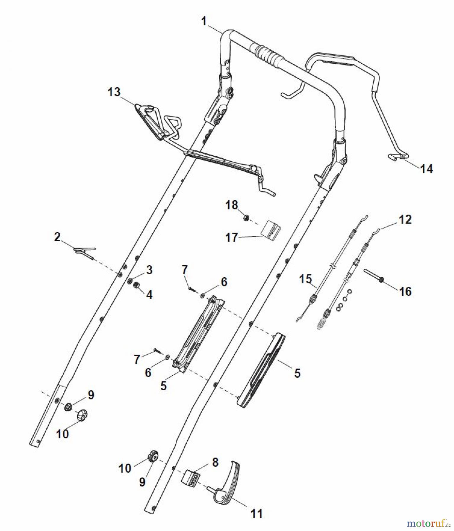 Global Garden Products GGP Rasenmäher Baujahr 2017 Benzin Mit Antrieb 2017 MP1 504 WSVE Handle, Upper Part