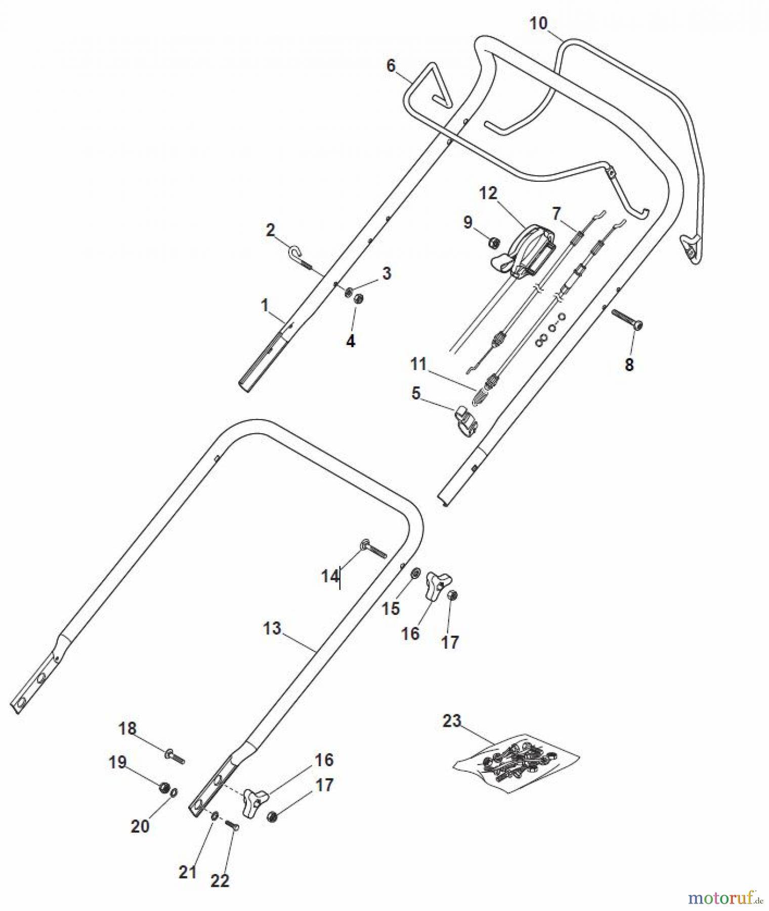  Global Garden Products GGP Rasenmäher Baujahr 2017 Benzin Mit Antrieb 2017 MP1 504 WSVQ Handle, Upper Part