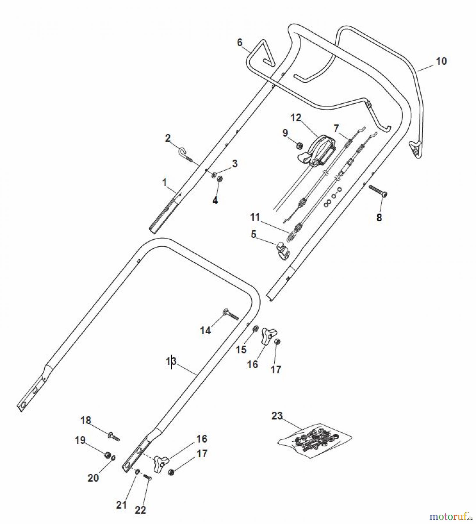  Global Garden Products GGP Rasenmäher Baujahr 2017 Benzin Mit Antrieb 2017 MP1 504 WSVQ Handle, Upper Part