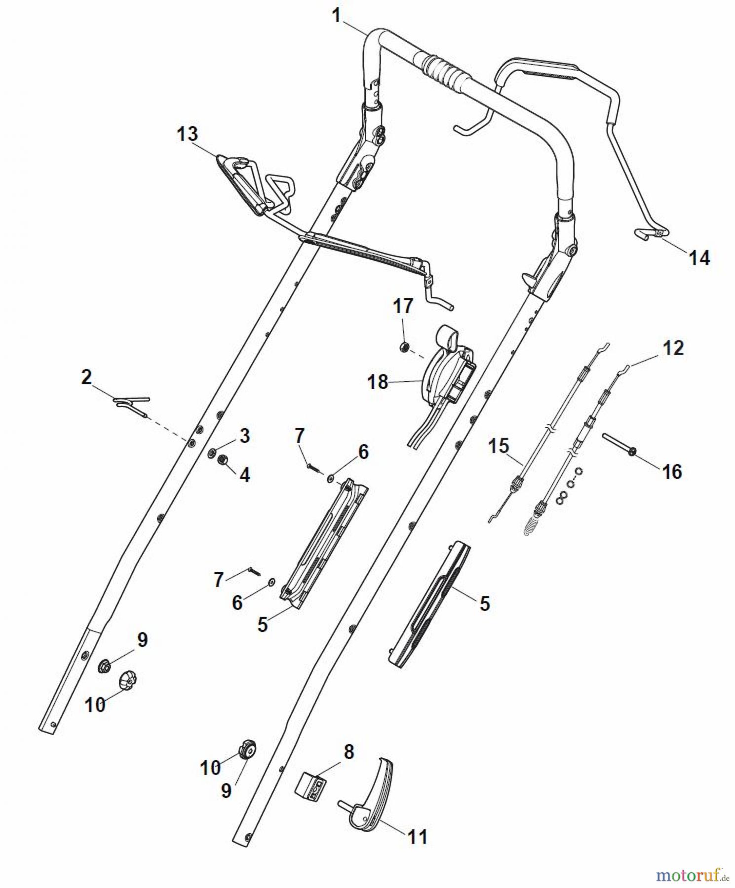  Global Garden Products GGP Rasenmäher Baujahr 2017 Benzin Mit Antrieb 2017 MP1 504 WSVQ Handle, Upper Part