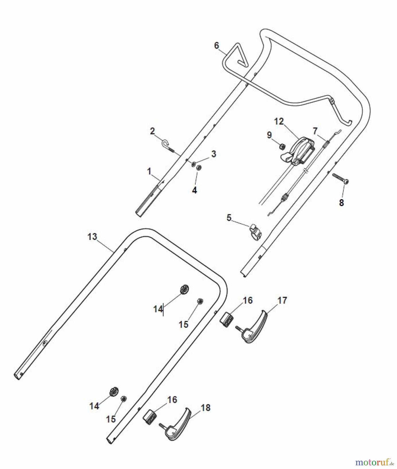  Global Garden Products GGP Rasenmäher Baujahr 2017 Benzin Mit Antrieb 2017 MP1 504 WSVQ Handle, Upper Part
