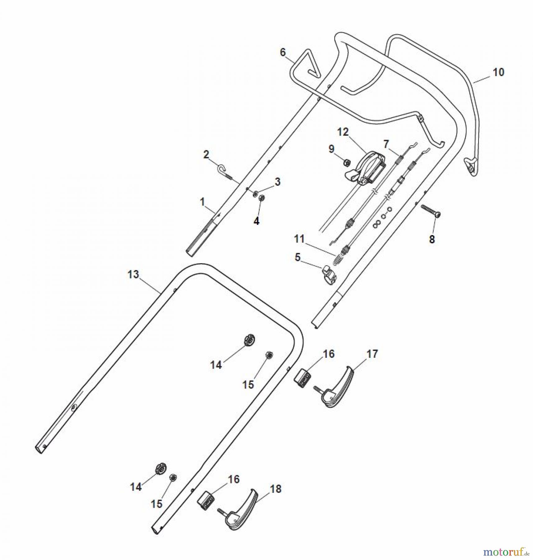  Global Garden Products GGP Rasenmäher Baujahr 2017 Benzin Mit Antrieb 2017 MP1 504 WSVQ Handle, Upper Part