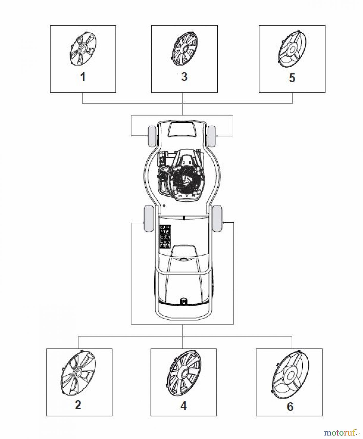 Global Garden Products GGP Rasenmäher Baujahr 2017 Benzin Mit Antrieb 2017 MP1 504 WSVQ Wheels and Hub Caps