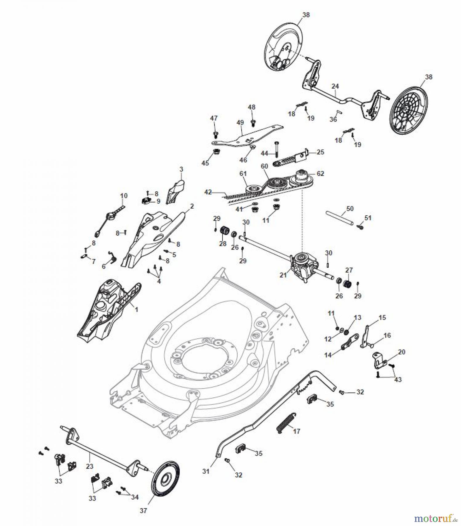 Global Garden Products GGP Rasenmäher Baujahr 2017 Benzin Mit Antrieb 2017 MP1 504 WSVQE Deck And Height Adjusting